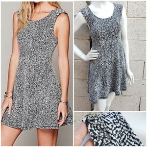Free People black &‎ white embellished skater dress